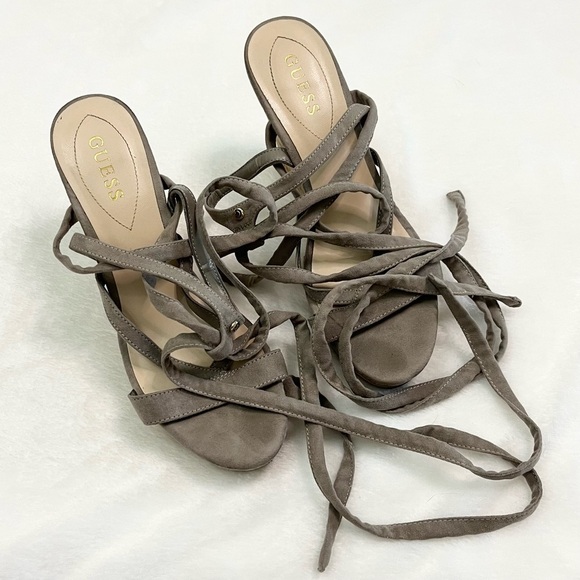 Guess Treacy Suede Wedge Heel Lace Up Sandal Women’s Size 9 - Picture 2 of 8